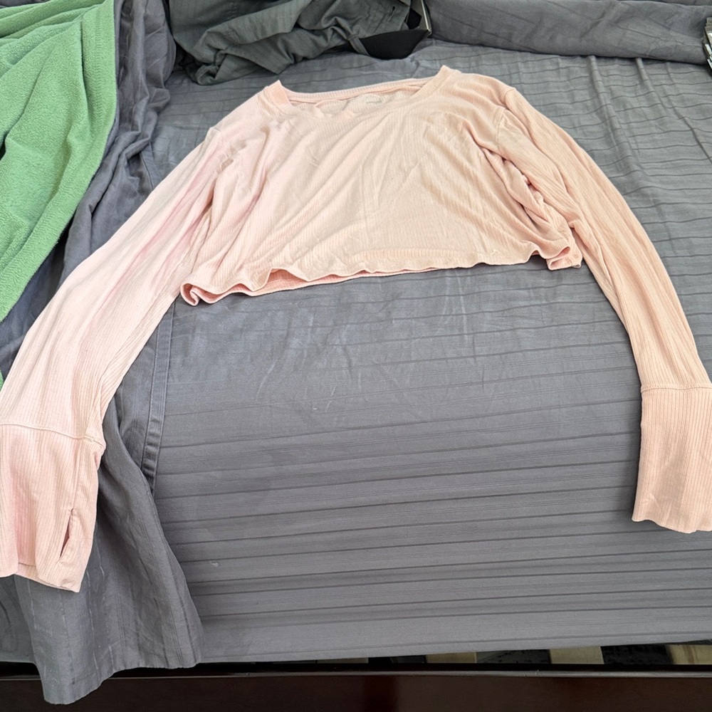 Pink Short Sleeve crop long sleeve Women's Top